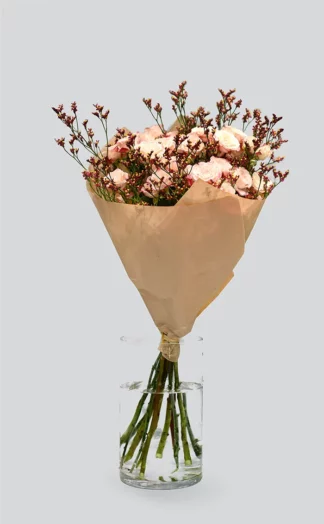 Gėlių puokštė Rožinė vasara su rožėmis | Gėlės studija